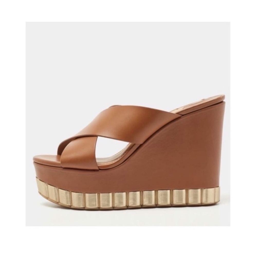 New! Salvatore Ferragamo Nicosia Wedge Platform Sandals in Brown Leather - Picture 4 of 14